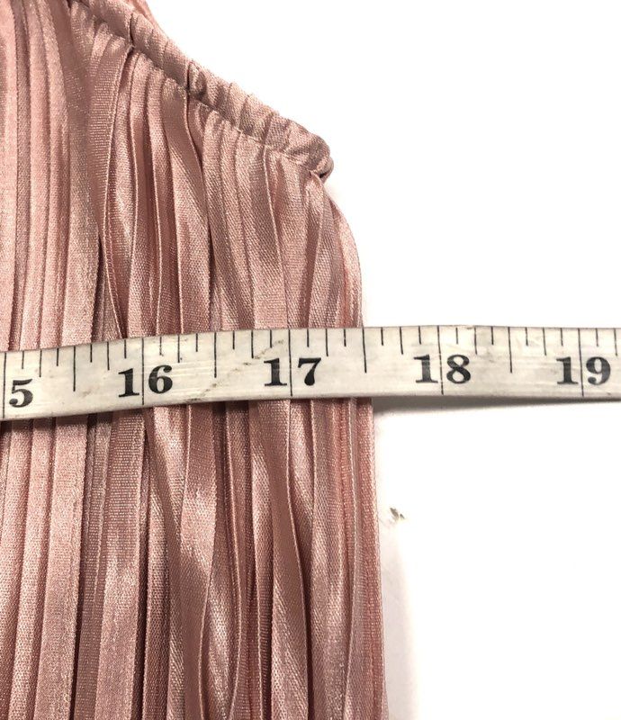SHILLA the Label Women's Rose Gold Illume Pleat Maxi Dress Smocked Sz M NWT