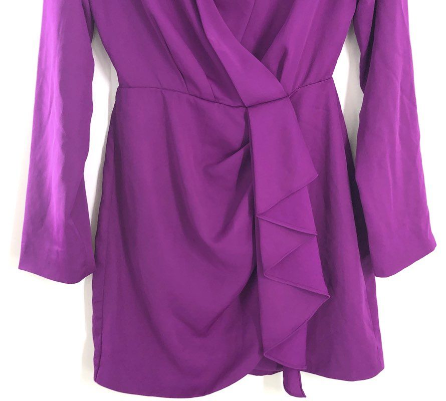 MISHA Women's Giovanna Mini Dress Prism Violet Purple Wrap Ruffle NWT Sz XXS