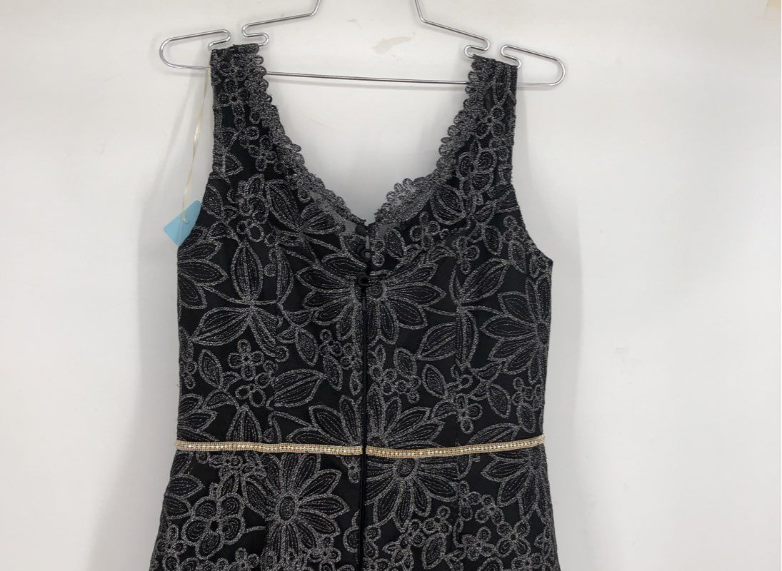 NWT JS Collections Women's Black Floral Gown Dress - Size 8