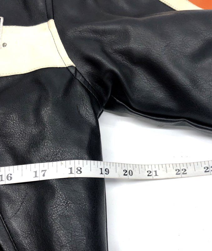 Harley-Davidson Boys Racing Stripe Biker Faux Leather Jacket Sz 7