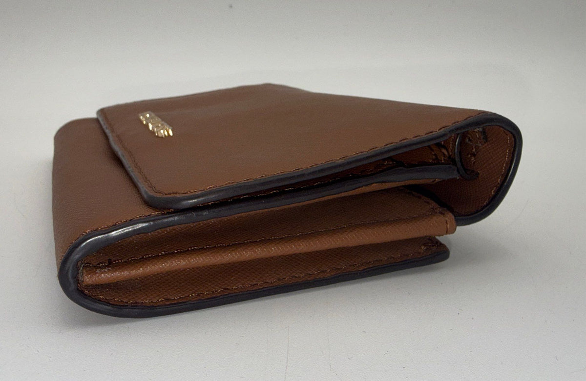 Michael Kors Brown Saffiano Leather Bifold Wallet Gold Hardware