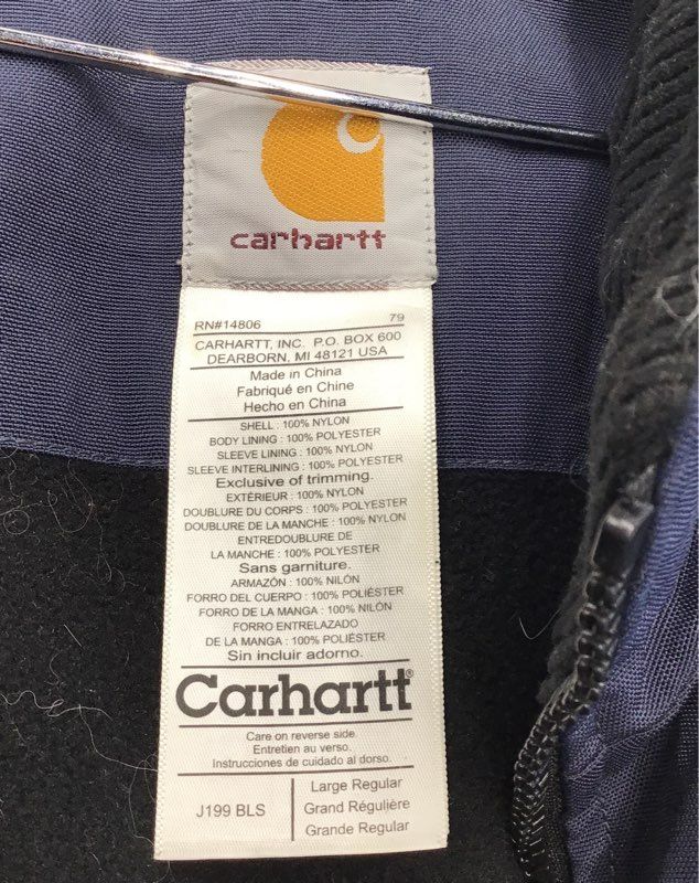 Carhartt Men&#39;s Blue Full Zip Jacket - Size Large