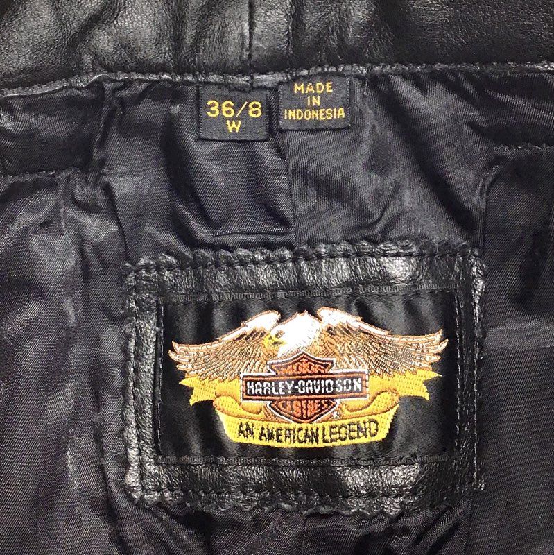 Vintage Harley-Davidson Women's Black Leather High Rise Riding Pants Sz 8