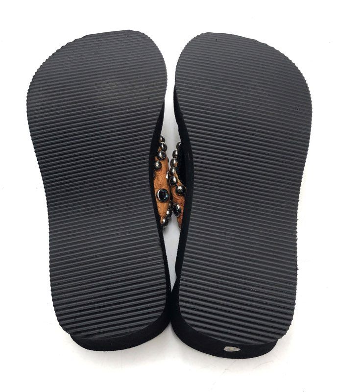 Gypsy Soule Auburn University Crystal Ostrich Leather Wedge Sandals Size 6 NWT