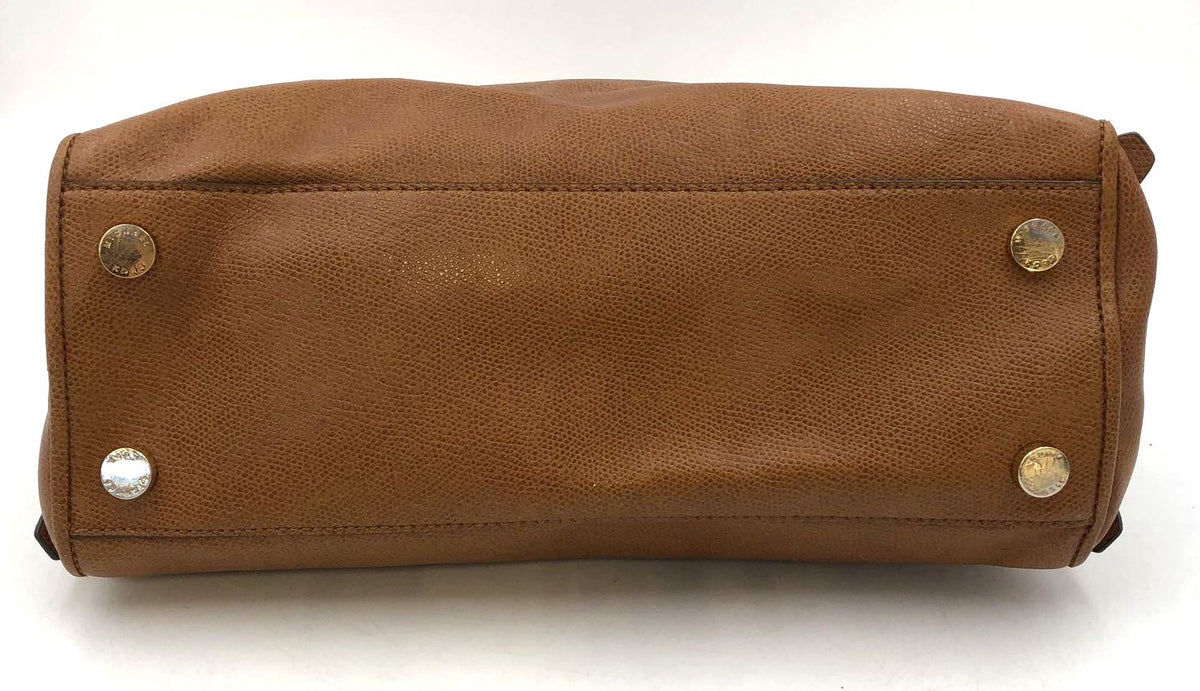 Michael Kors 'Reese' Brown Pebbled Leather Satchel with Gold-Tone Detail (+COA)