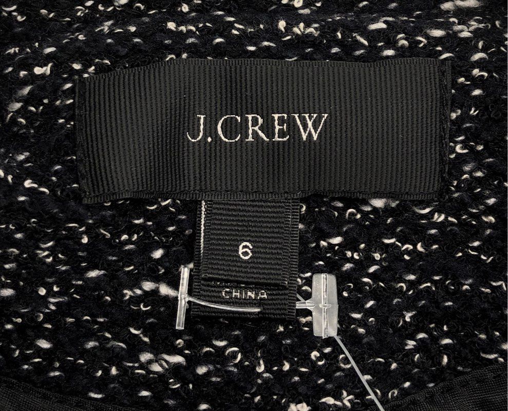 J.Crew Women's Black White Speckled Tweed Wool Blend Moto Jacket Sz 6 NWT