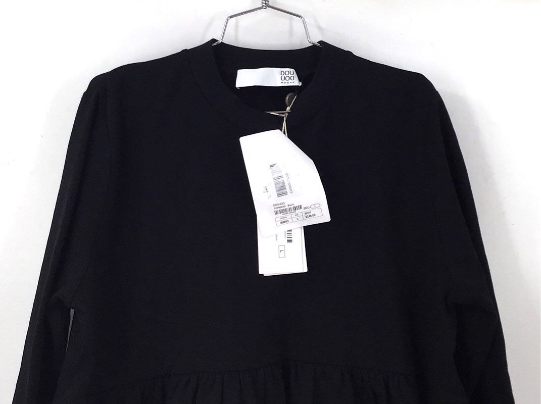 NWT Douuod Women's Black Cotton Tunic Top - Size L