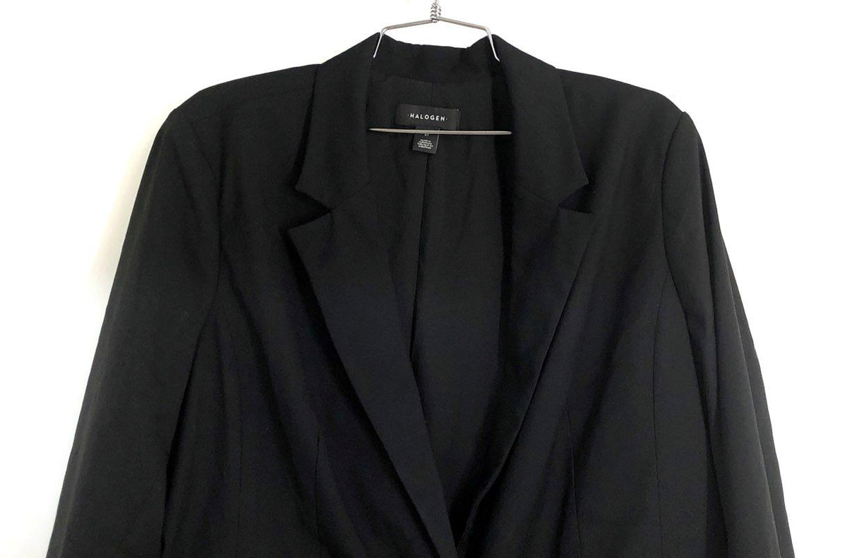Halogen Women's Black One Button Blazer Jacket Stretch Notched Lapel Sz XL NWT