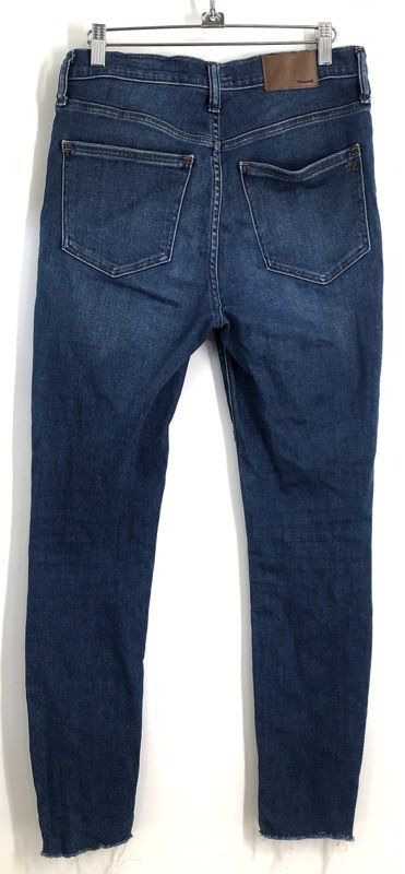 Madewell Women's 9" Mid-Rise Skinny Jeans Blue Button Fly Raw Hem Size 27