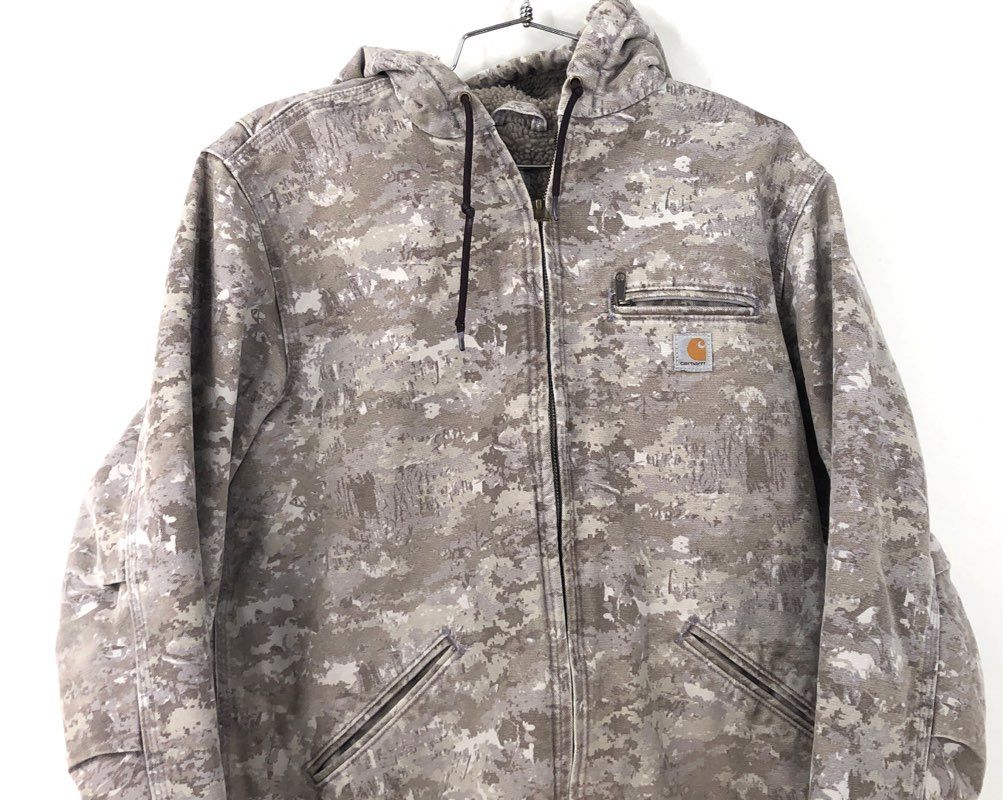 Y2K 2000s Carhartt Boys Gray Hooded Jacket - Size M 8/10