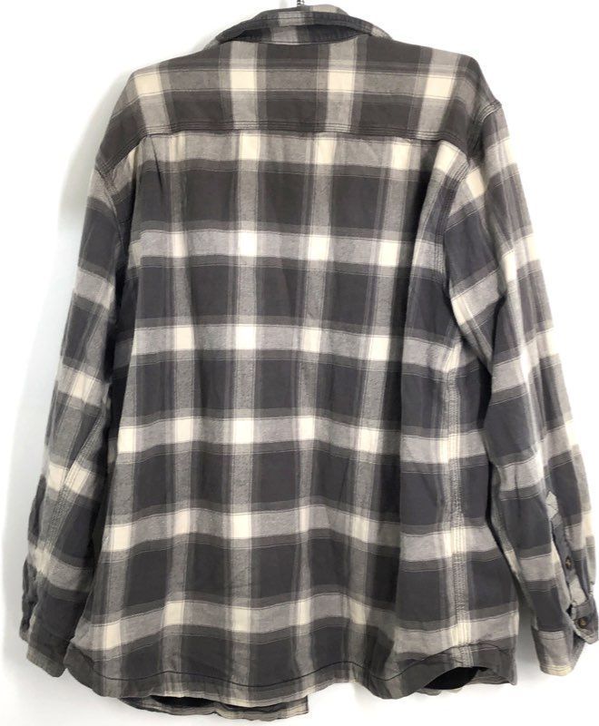 Carhartt Relaxed Fit Fleece Lined Plaid Rugged Flex Shirt Jacket Gray Sz XL