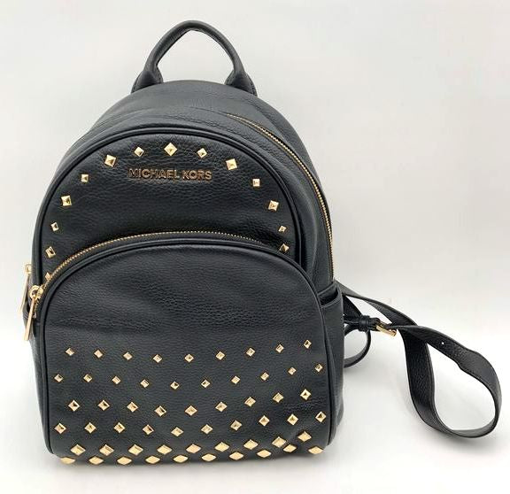 Michael Kors Black Leather 'Abbey' Studded Back Pack (+COA)