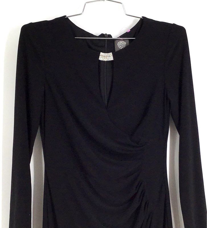 Vince Camuto Women&#39;s Black Long Sleeve Ruched Maxi Dress - Size 2