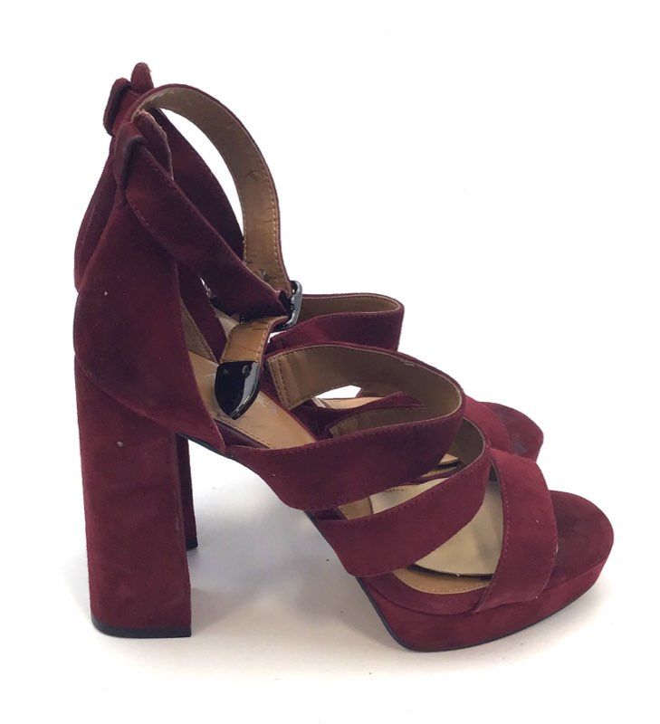 Coach Womens Burgundy Suede Strappy Platform Heel Sandals Size 8.5