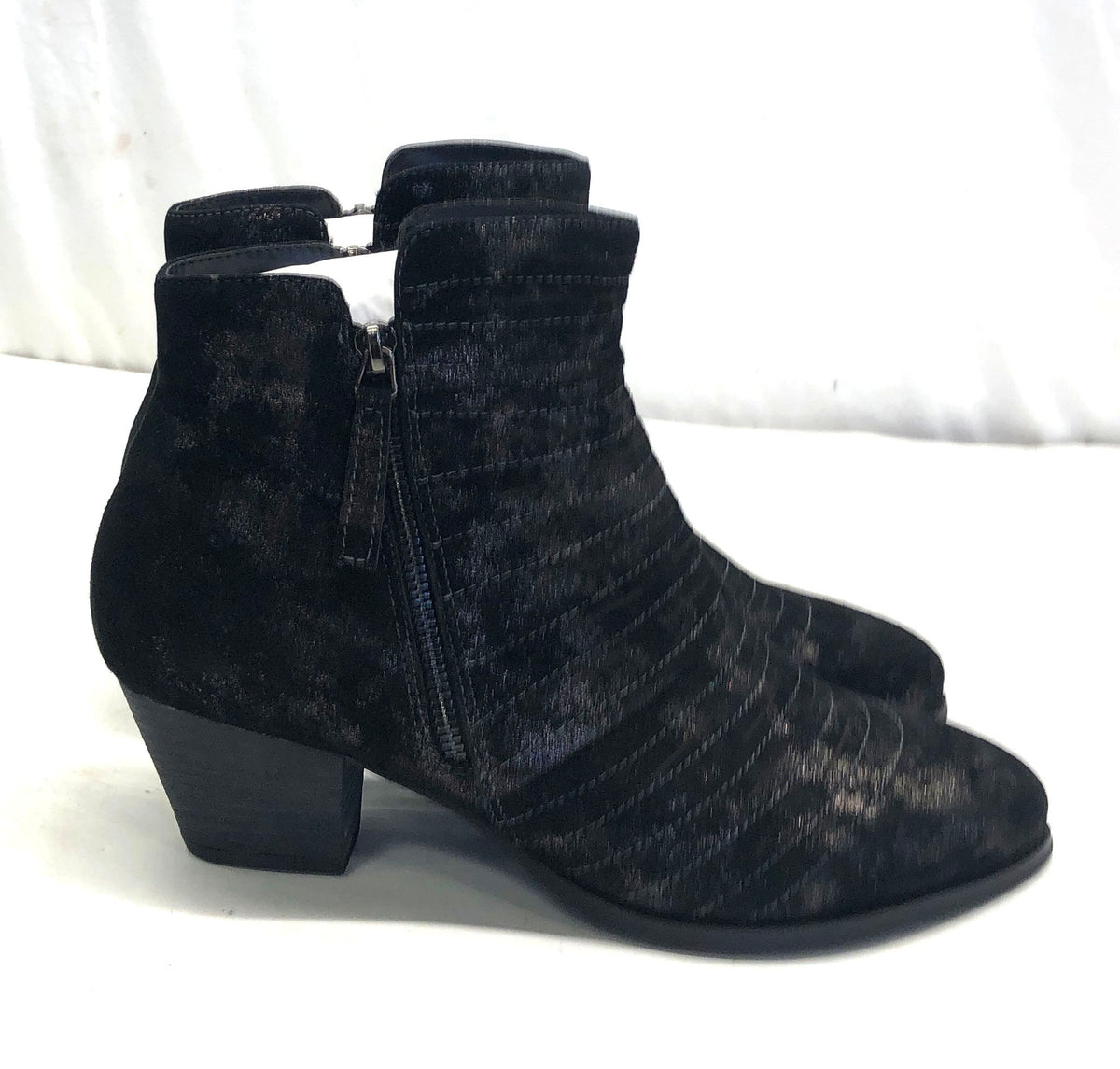 David Tate Bellview Black Antique Suede Ankle Boots Women's Size 11WW New
