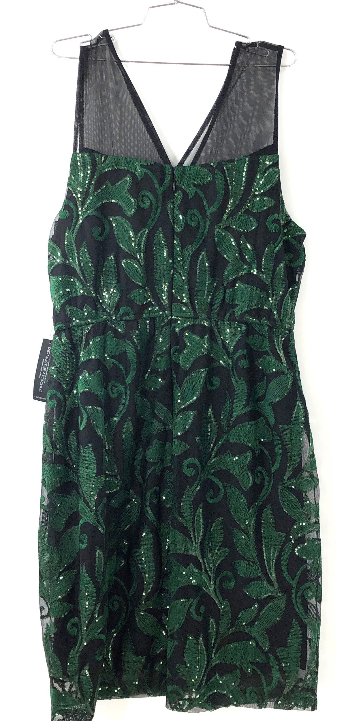 Lane Bryant Women's Green Black Sequin Embroidered Mesh Cocktail Dress Sz 16 NWT