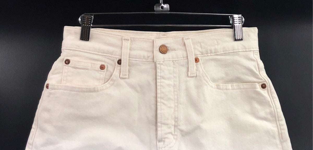 Madewell Women's The Perfect Mid-Length Jean Shorts White Denim Raw Hem Sz 26