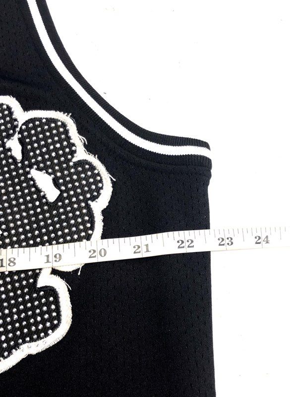 Watson Studios Men's Basketball Jersey Black Floral Patch Mesh Applique Sz M