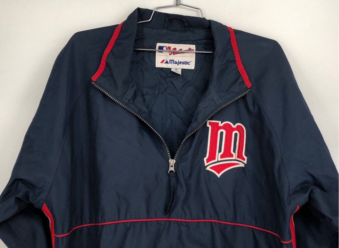 Vintage Majestic Men&#39;s Navy Blue Minnesota Twins Baseball MLB Jacket - Size Medium