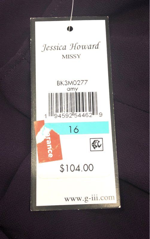 Jessica Howard Women's Purple Chiffon Capelet Sheath Dress NWT Sz 16