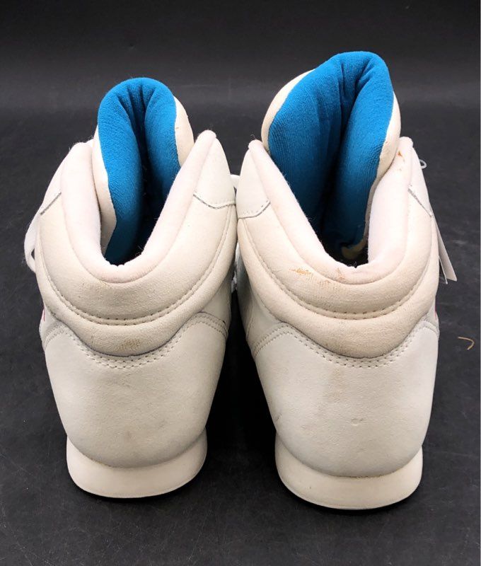 Vintage 90s Athletic Club AC Fitness High Top Sneakers White Blue Red Size 5 DS