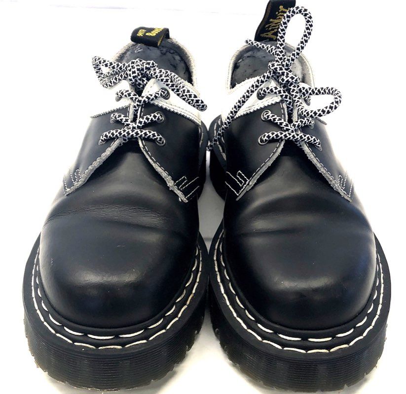 Vintage Dr. Martens Black White Leather Platform Chunky Derby Shoes
