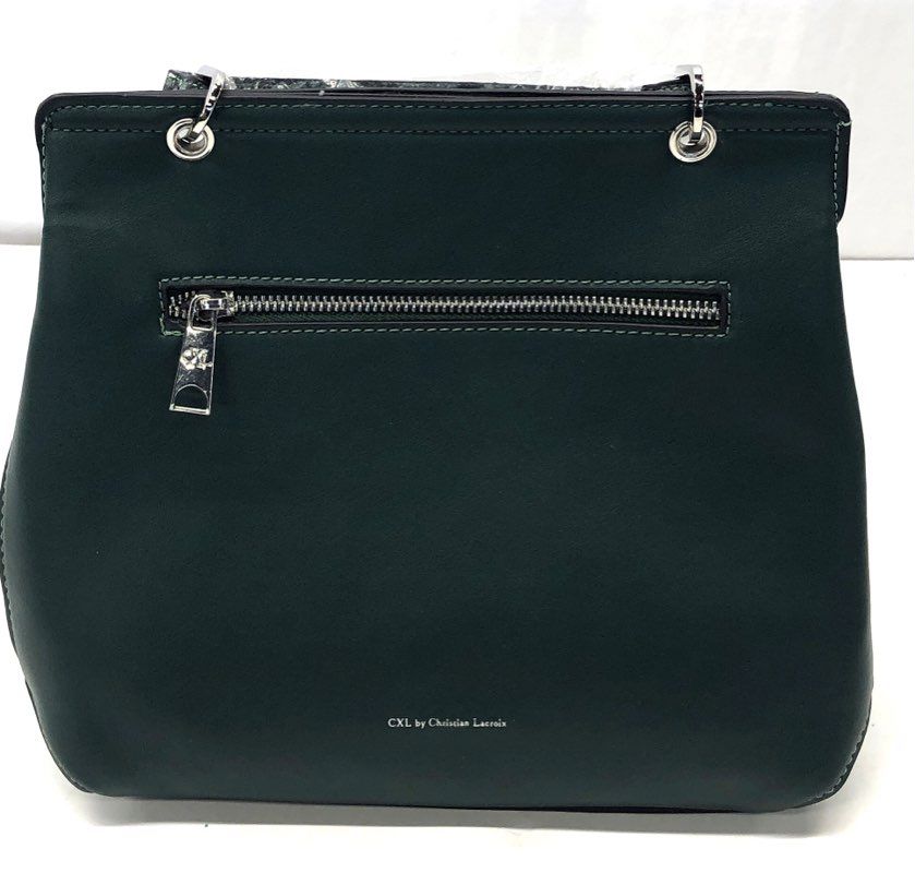 NWT CXL Christian Lacroix Teal Sable Prism Python Satchel Handbag Silver