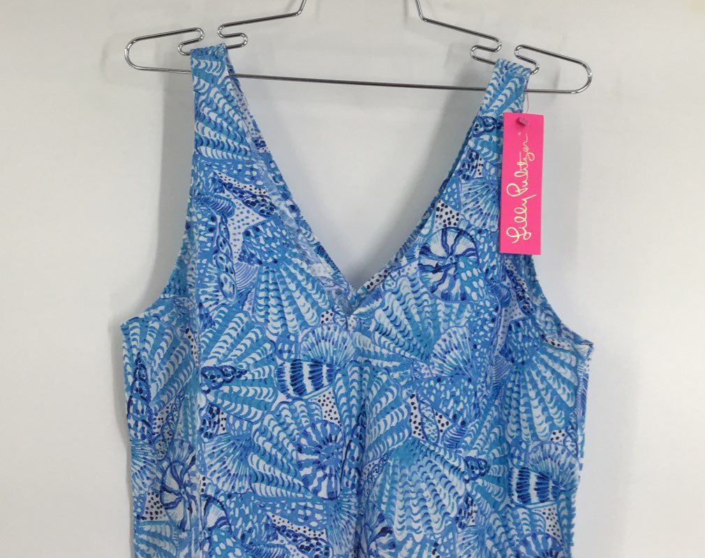 NWT Lilly Pulitzer Women&#39;s Amalfi Blue Floral Sleeveless Top - Size M