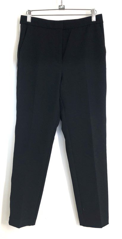M&S Autograph Women's Black White Side Stripe Trousers Regular Sz UK 8
