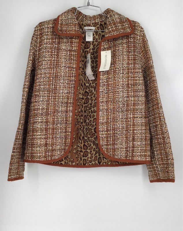 NWT Austin Reed Women&#39;s Russet Silk Classic Reversible Open Front Jacket- Size M