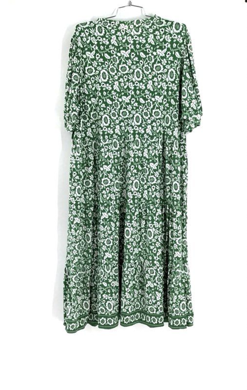 NWT Max Studio Women&#39;s Green White Midi A-Line Dress - Size 2X