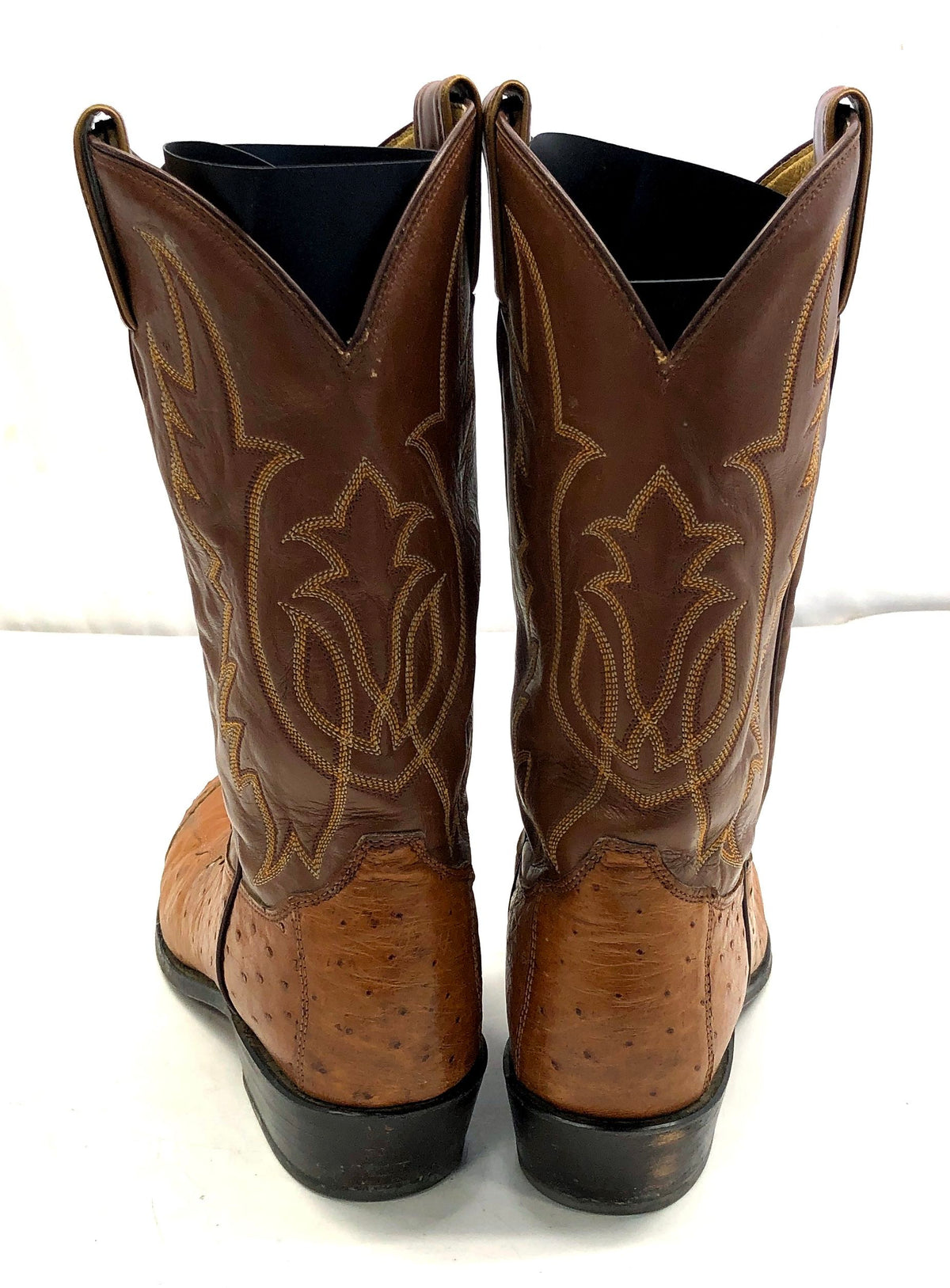 Tony Lama Brown Ostrich Leather Western Cowboy Boots USA Made Size 11 D