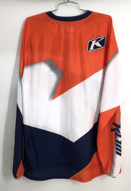 Klim Men's XC Motocross Jersey Orange White Blue Graphic Long Sleeve Sz XL