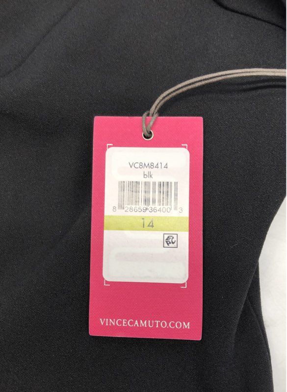 Vince Camuto Women's Black V-Neck Short Sleeve Stretch Sheath Dress Sz 14 NWT