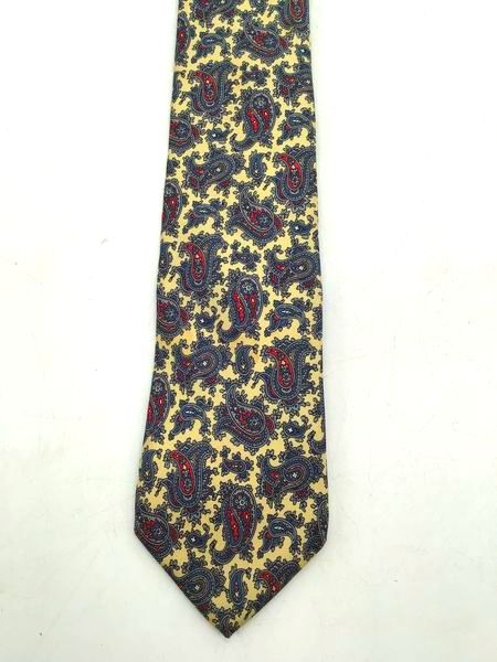 Christian Dior Men&#39;s Yellow Paisley Silk Pointed Tie One Size With COA