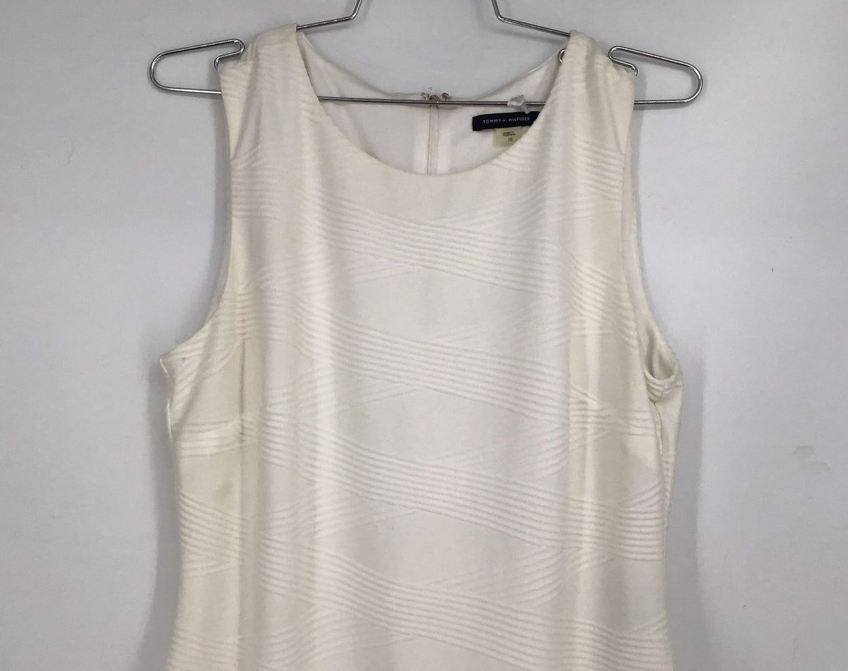 Tommy Hilfiger Women&#39;s White Sleeveless Round Neck Sheath Dress - Size 10