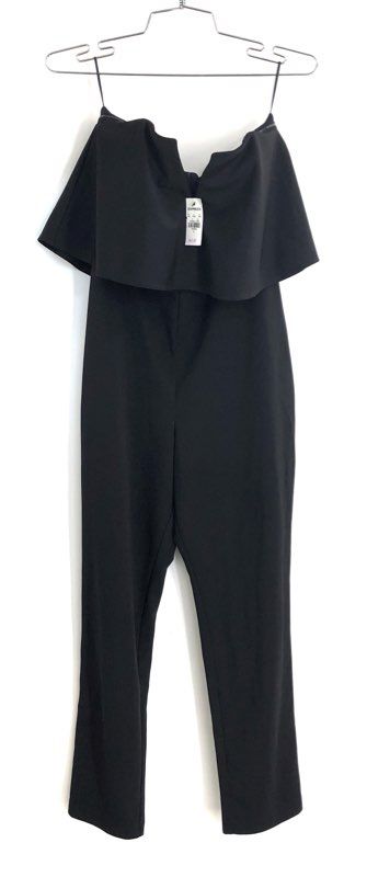 Express Women's Black Off Shoulder Ruffle Flounce Jumpsuit NWT Sz 4