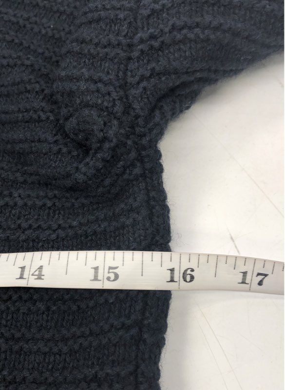 Madewell Women's Black Ruffle Neck Merino Wool Blend Textured Sweater Size XS