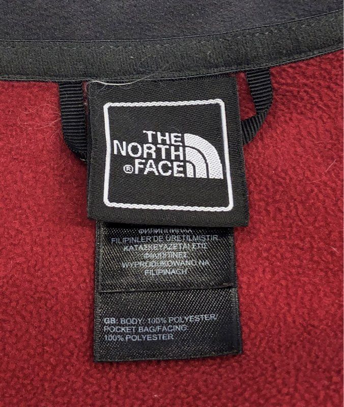 The North Face Men's Red Full Zip Fleece Jacket Embroidered Logo Size XL
