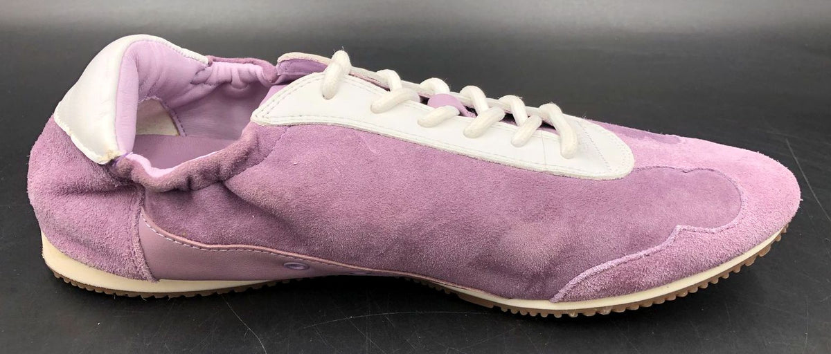 Tory Burch Women&#39;s Lilac Purple Suede &amp; White Leather Sneakers - Size 9.5 (+COA)