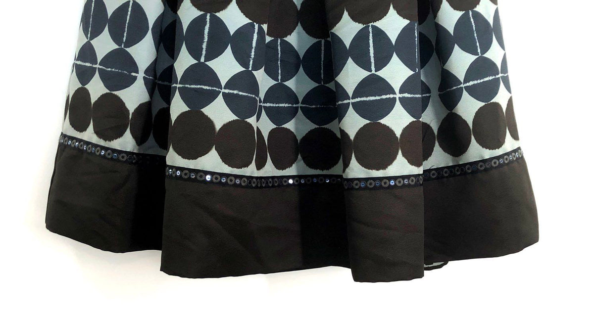 Beatrice .b Women's Geometric Pleated Skirt Sequin Trim Italy Sz 4