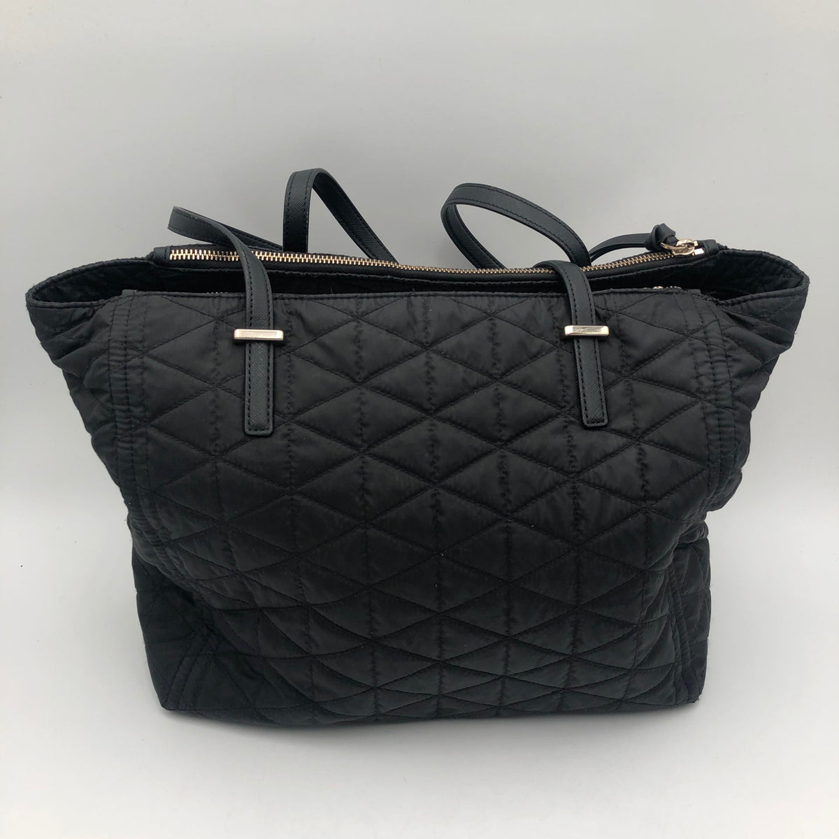 Kate Spade Black Quilted Tilly Tote Bag Gold Hardware COA