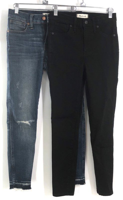Madewell Women's Lot 2 10" High Rise Skinny Jeans Black Blue Distressed Sz 25P