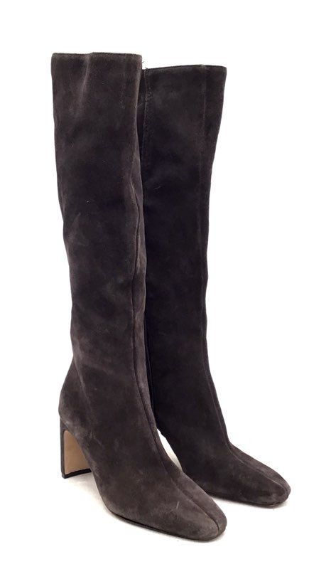 Ann Taylor Brown Suede Square Toe Block Heel Knee High Boots Size 5M