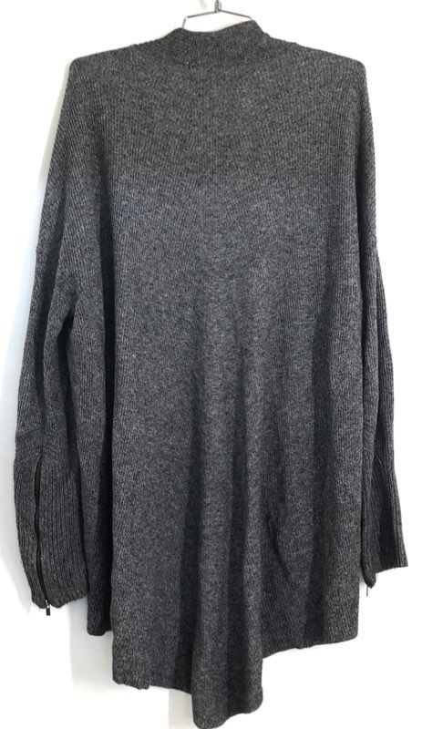 Banana Republic Women's Gray Marl Open Front Cardigan Sweater Zipper Cuffs Sz M