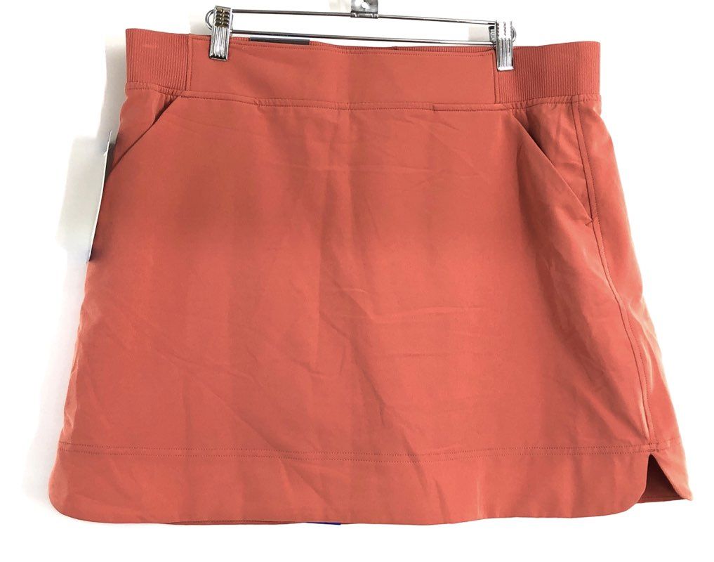 32 Degrees Women's Burnt Orange Ribbed Waist Active Skort 18in Length NWT Sz L