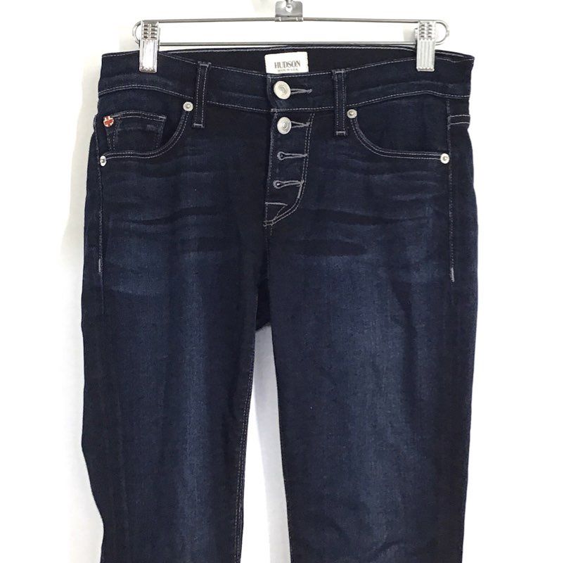 Hudson Women's Dark Wash Button Fly Skinny Jeans Stretch Made in USA Sz 25