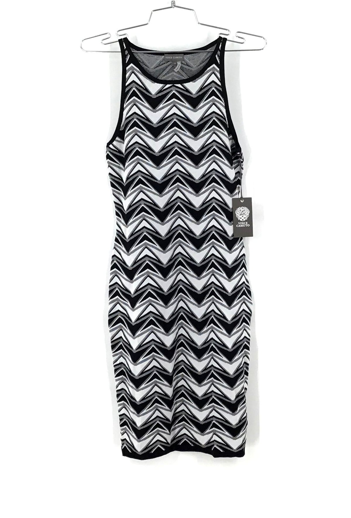 NWT Vince Camuto Women&#39;s Black White Geometric Print Sweater Dress - Size XS