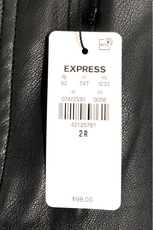 Express Women's Black Faux Leather '90s Slim Super High Rise Pants Sz 2R NWT