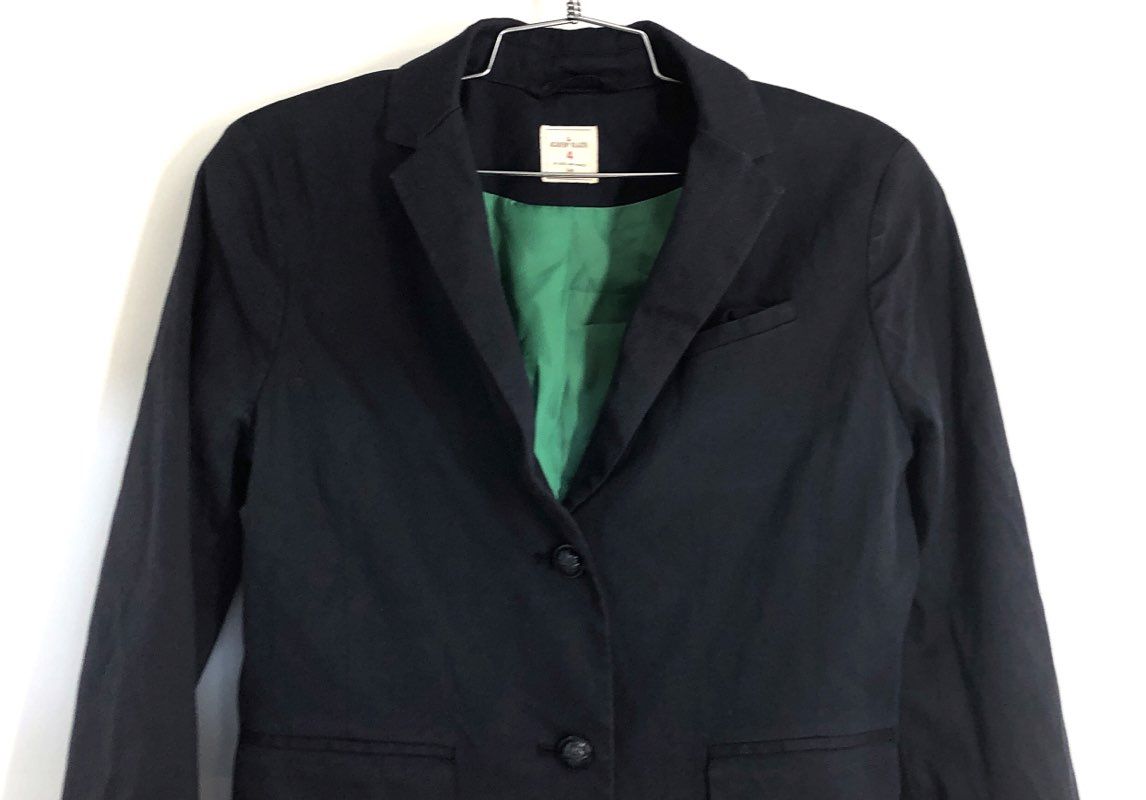 Gap Women's The Academy Blazer Navy Blue Cotton Two-Button Vintage Y2K Sz 4